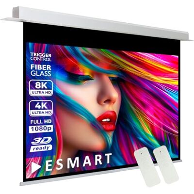 ESMART Expert CSX Pantalla empotrable, Ancho Total 296 cm, Tela: Blanca Área de proyección 244 × 183 cm, formato 4:3, tela blanca para cine en casa y presentaciones, mando a distancia ESMART Expert CSX Pantalla empotrable, Ancho Total 296 cm, Tela: Blanca Área de proyección 244 × 183 cm, formato 4:3, tela blanca para cine en casa y presentaciones, mando a distancia