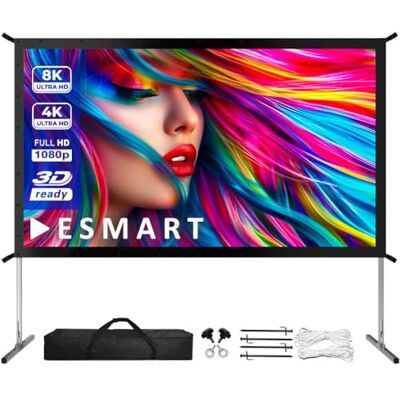 ESMART Professional MIMOBI Pantalla Plegable Ancho 345 cm, Tela: Blanca Área de proyección 332 × 187 cm, formato 16:9, tela blanca para cine en casa y presentaciones, montaje móvil ESMART Professional MIMOBI Pantalla Plegable Ancho 345 cm, Tela: Blanca Área de proyección 332 × 187 cm, formato 16:9, tela blanca para cine en casa y presentaciones, montaje móvil