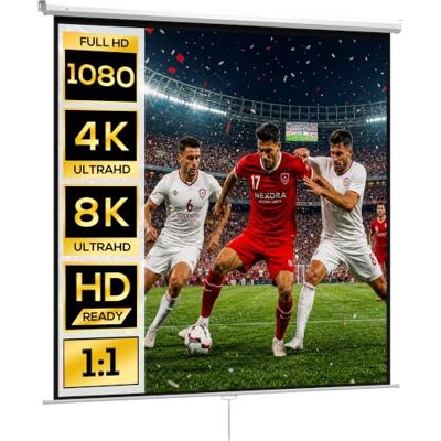 HOMCOM Pantalla de Proyector Manual 120 Pulgadas 1:1 207x207 cm Blanco Pantalla de Proyección, Ángulo de Visión de 160°, Interior y Exterior, Eventos Deportivos, Cine en Casa, Patio HOMCOM Pantalla de Proyector Manual 120 Pulgadas 1:1 207x207 cm Blanco Pantalla de Proyección, Ángulo de Visión de 160°, Interior y Exterior, Eventos Deportivos, Cine en Casa, Patio