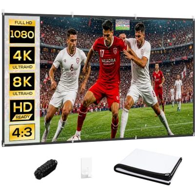 HOMCOM Pantalla de Proyector Manual 120 Pulgadas Formato 16:9 Blanco Pantalla de Proyección, HD 4K/8K, Tela Lavable, para Interior y Exterior, Eventos Deportivos, Cine en Casa, Oficina, Patio HOMCOM Pantalla de Proyector Manual 120 Pulgadas Formato 16:9 Blanco Pantalla de Proyección, HD 4K/8K, Tela Lavable, para Interior y Exterior, Eventos Deportivos, Cine en Casa, Oficina, Patio
