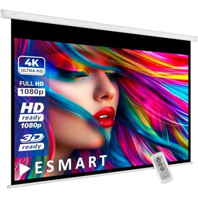 ESMART Economy EXM Pantalla motorizada, Ancho Total 237 cm, Tela: Blanca Área de proyección 200 × 113 cm, formato 16:9, tela blanca para cine en casa y presentaciones, mando a distancia ESMART Economy EXM Pantalla motorizada, Ancho Total 237 cm, Tela: Blanca Área de proyección 200 × 113 cm, formato 16:9, tela blanca para cine en casa y presentaciones, mando a distancia