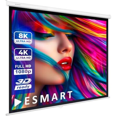 ESMART Professional MIROLO Pantalla Manual, Ancho Tot. 232 cm, Tela: Blanca Área de proyección 213 × 213 cm, formato 1:1, tela blanca para cine en casa y presentaciones, extracción manual ESMART Professional MIROLO Pantalla Manual, Ancho Tot. 232 cm, Tela: Blanca Área de proyección 213 × 213 cm, formato 1:1, tela blanca para cine en casa y presentaciones, extracción manual