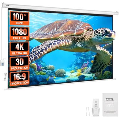 VEVOR Pantalla de Proyección Motorizada 100 Pulgadas 16:9 HD 4K 1080 Lienzo de Proyección Antiarrugas con Control Remoto Amplio Ángulo de Visión Montaje Directo en Pared para Proyectores de Video VEVOR Pantalla de Proyección Motorizada 100 Pulgadas 16:9 HD 4K 1080 Lienzo de Proyección Antiarrugas con Control Remoto Amplio Ángulo de Visión Montaje Directo en Pared para Proyectores de Video