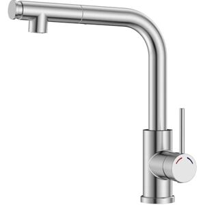 SREWOHS PRO Grifo Fregadero Cocina Extraible, Altura 27.3cm, Ducha de 2 Modos,Flexible,360° Acero Inoxidable Torneira Cozinha L Monomando para 1 Orificio, Burbujeador Desmontable,G3/8, Níquel SREWOHS PRO Grifo Fregadero Cocina Extraible, Altura 27.3cm, Ducha de 2 Modos,Flexible,360° Acero Inoxidable Torneira Cozinha L Monomando para 1 Orificio, Burbujeador Desmontable,G3/8, Níquel