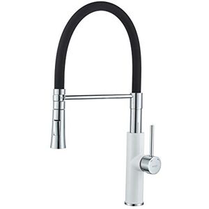 Ibergrif Grifo Mezclador de Cocina Profesional con Ducha de Mano y Caño Flexible, Griferia para Fregadero Monomando Extensible Negro/Blanco Ibergrif Grifo Mezclador de Cocina Profesional con Ducha de Mano y Caño Flexible, Griferia para Fregadero Monomando Extensible Negro/Blanco