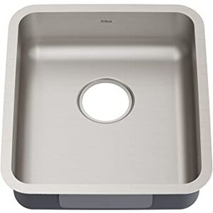 Kraus Dex Fregadero de cocina de acero inoxidable de calibre 16 de 43.2 cm ADA Kraus Dex Fregadero de cocina de acero inoxidable de calibre 16 de 43.2 cm ADA