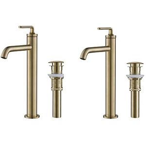 Kraus KVF-1220BG-2PK Grifo de lavabo en oro cepillado - Monomando, desagüe clic-clac Kraus KVF-1220BG-2PK Grifo de lavabo en oro cepillado - Monomando, desagüe clic-clac