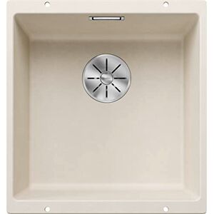 Blanco SUBLINE 400-U Fregadero de granito de color suave, tipo de montaje: bajo encimera, para armarios inferiores de 50 cm de ancho, forma de lavabo 2 en 1: dos cuencas, un recorte y solo Blanco SUBLINE 400-U Fregadero de granito de color suave, tipo de montaje: bajo encimera, para armarios inferiores de 50 cm de ancho, forma de lavabo 2 en 1: dos cuencas, un recorte y solo