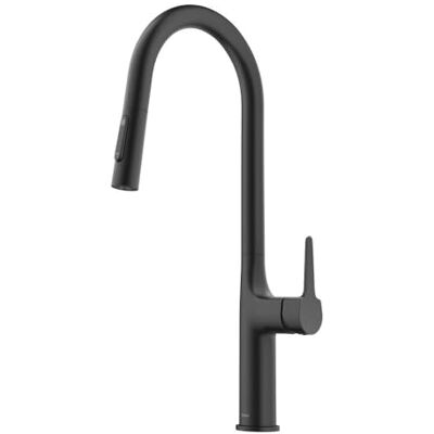 Kraus Oletto Grifo de cocina alto y moderno con un solo mango, color negro mate Kraus Oletto Grifo de cocina alto y moderno con un solo mango, color negro mate