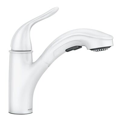 Moen Brecklyn Grifo de cocina con rociador extraíble de una sola manija con limpieza eléctrica, longitud de manguera de 59 pulgadas, glaciar Moen Brecklyn Grifo de cocina con rociador extraíble de una sola manija con limpieza eléctrica, longitud de manguera de 59 pulgadas, glaciar