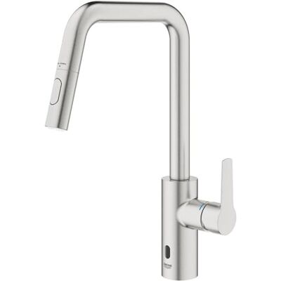 Grohe Start QuickFix Grifo de cocina híbrido extraíble para funcionamiento manual o sin contacto (boquilla en U alta de 381 mm, cartucho de cerámica de 28 mm, área giratoria de 150° Grohe Start QuickFix Grifo de cocina híbrido extraíble para funcionamiento manual o sin contacto (boquilla en U alta de 381 mm, cartucho de cerámica de 28 mm, área giratoria de 150°