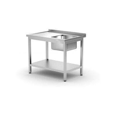 HENDI Mesa de trabajo con fregadero y estante, atornillada, autoensamblaje, mesa de cocina, patas de perfil regulables, orificio del grifo ø30mm, desagüe ø50mm, 1000x700x(H)850mm, acero inoxidable HENDI Mesa de trabajo con fregadero y estante, atornillada, autoensamblaje, mesa de cocina, patas de perfil regulables, orificio del grifo ø30mm, desagüe ø50mm, 1000x700x(H)850mm, acero inoxidable