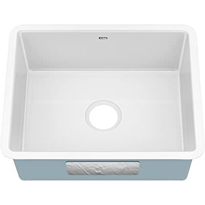 Kraus Pintura Fregadero de cocina de un solo tazón de acero esmaltado de porcelana de 21 pulgadas, cuadrado blanco Kraus Pintura Fregadero de cocina de un solo tazón de acero esmaltado de porcelana de 21 pulgadas, cuadrado blanco