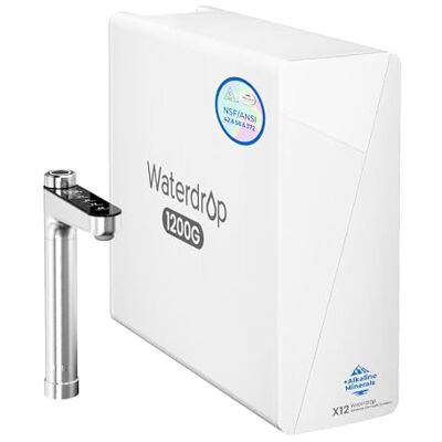 Waterdrop X12 Sistema RO Alcalino con Minerales, 1200 GPD, Flujo Rápido Certificado NSF/ANSI 58 y 372, 11 Etapas, Proporción 3:1, bajo Fregadero, sin BPA, Llenado Rápido, Instalación Sencilla Waterdrop X12 Sistema RO Alcalino con Minerales, 1200 GPD, Flujo Rápido Certificado NSF/ANSI 58 y 372, 11 Etapas, Proporción 3:1, bajo Fregadero, sin BPA, Llenado Rápido, Instalación Sencilla