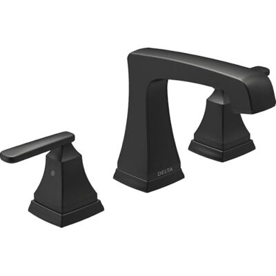 DELTA Ashlyn Grifo de baño negro mate de 3 agujeros, llave de fregadero de baño generalizada de 8 pulgadas para tocador, montaje de drenaje de metal push-pop, negro mate DELTA Ashlyn Grifo de baño negro mate de 3 agujeros, llave de fregadero de baño generalizada de 8 pulgadas para tocador, montaje de drenaje de metal push-pop, negro mate