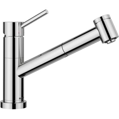 Blanco KANO-S-F Vario Grifo de cocina en cromo Alta presión Con manguera extraíble montaje en ventana frontal cartucho de cerámica con alcachofa ajustable para un chorro fuerte Blanco KANO-S-F Vario Grifo de cocina en cromo Alta presión Con manguera extraíble montaje en ventana frontal cartucho de cerámica con alcachofa ajustable para un chorro fuerte