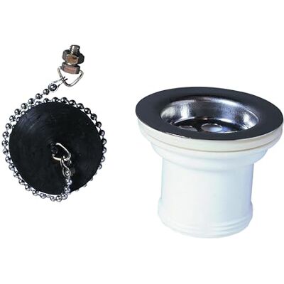 Wirquin Tapón para fregadero de cocina (1 bandeja de 50 mm de diámetro, con tapón sin desbordamiento), color blanco Wirquin Tapón para fregadero de cocina (1 bandeja de 50 mm de diámetro, con tapón sin desbordamiento), color blanco