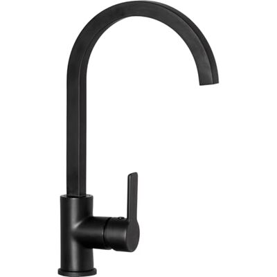 Schock Mezclador Aquacube monomando con caña alta cuadrada curvada, color negro absoluto, h330 Schock Mezclador Aquacube monomando con caña alta cuadrada curvada, color negro absoluto, h330
