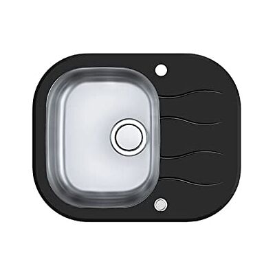 Alveus WAVE UP 10 Fregadero de cocina empotrado de vidrio con escurridor, Negro Alveus WAVE UP 10 Fregadero de cocina empotrado de vidrio con escurridor, Negro