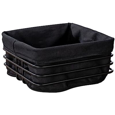 Wenko Cesta de pan Premium Mod. Square Elegante cesta de metal con forro de algodón extraíble y lavable 21 x 21 x 10,5 cm Negro Serie Cocina Exterior Wenko Cesta de pan Premium Mod. Square Elegante cesta de metal con forro de algodón extraíble y lavable 21 x 21 x 10,5 cm Negro Serie Cocina Exterior