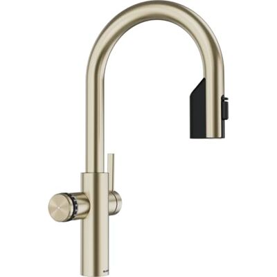 Blanco CHOICE Icona-C Grifo de cocina todo en uno de acero inoxidable satinado dorado, no incluye unidad de tratamiento de agua CHOICE.ALL, agua fría en silencio, medio, burbujeante y caliente Blanco CHOICE Icona-C Grifo de cocina todo en uno de acero inoxidable satinado dorado, no incluye unidad de tratamiento de agua CHOICE.ALL, agua fría en silencio, medio, burbujeante y caliente