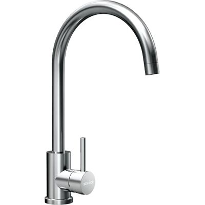 Schock Grifo mezclador de cocina Prima, grifo monomando caña alta curvada, Saving 90°, rotación caño 360°, acero inoxidable 304 macizo, combinable con fregaderos. Schock Grifo mezclador de cocina Prima, grifo monomando caña alta curvada, Saving 90°, rotación caño 360°, acero inoxidable 304 macizo, combinable con fregaderos.