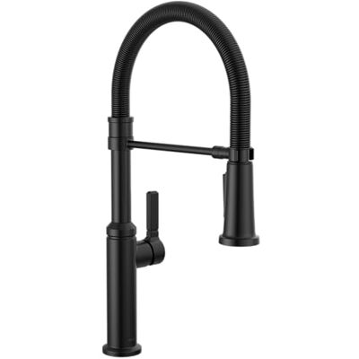 DELTA Rhett 18829-DST Grifo de cocina comercial estilo profesional con pulverizador extraíble, un solo agujero, negro mate DELTA Rhett 18829-DST Grifo de cocina comercial estilo profesional con pulverizador extraíble, un solo agujero, negro mate