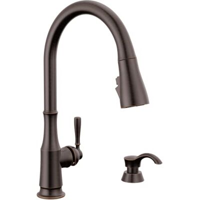 DELTA Faucet Capertee Grifo de cocina de bronce aceitado con dispensador de jabón, grifos de cocina con rociador extraíble, grifo de fregadero de cocina con cabezal de acoplamiento magnético, bronce DELTA Faucet Capertee Grifo de cocina de bronce aceitado con dispensador de jabón, grifos de cocina con rociador extraíble, grifo de fregadero de cocina con cabezal de acoplamiento magnético, bronce