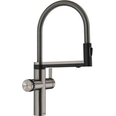 Blanco CHOICE Icona Grifo de cocina todo en uno de acero inoxidable satinado platinuml no incluye unidad de tratamiento de agua CHOICE.ALL agua fría en silencio, medio, burbujeante y caliente Blanco CHOICE Icona Grifo de cocina todo en uno de acero inoxidable satinado platinuml no incluye unidad de tratamiento de agua CHOICE.ALL agua fría en silencio, medio, burbujeante y caliente