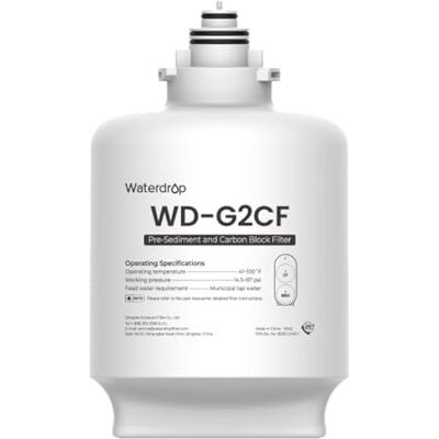Waterdrop G2CF Filtro para Sistemas RO G2 y G2P600 Duración de 12 Meses, Filtro bajo Fregadero, Larga Duración, Alta Capacidad y Cambio Fácil Waterdrop G2CF Filtro para Sistemas RO G2 y G2P600 Duración de 12 Meses, Filtro bajo Fregadero, Larga Duración, Alta Capacidad y Cambio Fácil