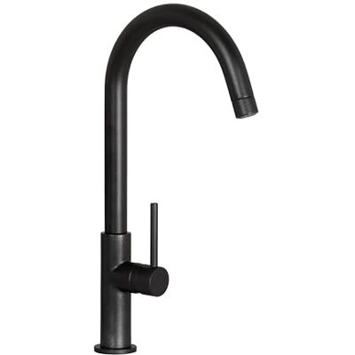 Schock Grifo mezclador de cocina Aquadrop Water Saving, grifo caña alta curvada con sección tubular todo color, Saving apertura 90°, suministro 6 l/minuto, latón esmaltado negro mate, fabricado en Schock Grifo mezclador de cocina Aquadrop Water Saving, grifo caña alta curvada con sección tubular todo color, Saving apertura 90°, suministro 6 l/minuto, latón esmaltado negro mate, fabricado en