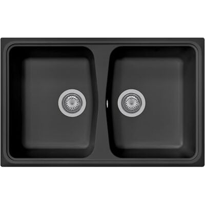 Plados Fregadero de cuarzo de cocina empotrable SP0792 dos cubetas, negro mate Plados Fregadero de cuarzo de cocina empotrable SP0792 dos cubetas, negro mate
