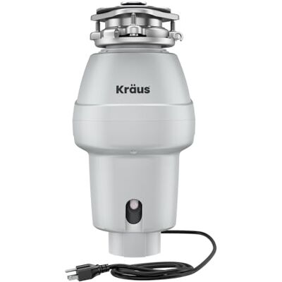 Kraus WasteGuard Triturador de basura de alimentación continua de 1/2 HP con motor ultra silencioso para fregadero de cocina con cable de alimentación y brida incluidos, Kraus WasteGuard Triturador de basura de alimentación continua de 1/2 HP con motor ultra silencioso para fregadero de cocina con cable de alimentación y brida incluidos,