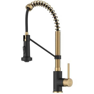 Kraus Bolden Grifo de cocina de 18 pulgadas de latón cepillado/negro mate Kraus Bolden Grifo de cocina de 18 pulgadas de latón cepillado/negro mate
