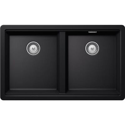 Schock Fregadero de cocina Galaxy N200 de 2 senos con borde funcional para accesorios, material: Cristadur, negro puro, 750 x 456 mm Schock Fregadero de cocina Galaxy N200 de 2 senos con borde funcional para accesorios, material: Cristadur, negro puro, 750 x 456 mm