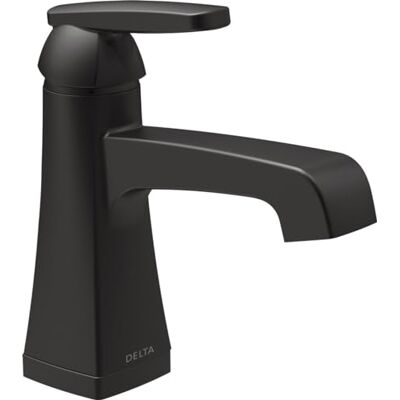 DELTA Faucet Grifo de lavabo con mango de metal, agujero único, negro mate DELTA Faucet Grifo de lavabo con mango de metal, agujero único, negro mate