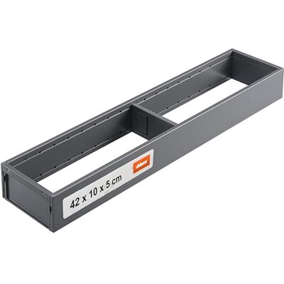 Blum AMBIA-LINE organizador de cajón en acero pintado en polvo ideal para cocina, baño y zona de día ampliable modularmente 42×10×5 cm con placa magnética Gris Orion Blum AMBIA-LINE organizador de cajón en acero pintado en polvo ideal para cocina, baño y zona de día ampliable modularmente 42×10×5 cm con placa magnética Gris Orion