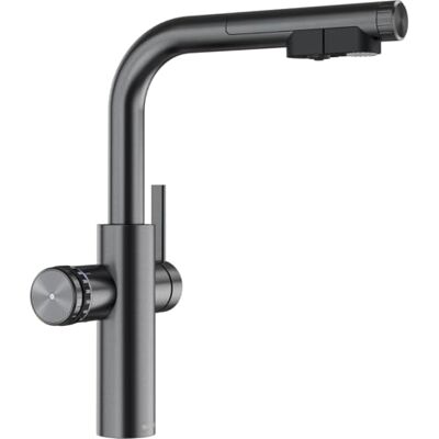 Blanco CHOICE Icona-L Grifo de cocina todo en uno en acero negro satinado no incluye unidad de tratamiento de agua CHOICE.ALL Agua fría en silencio, medio, burbujeante y caliente hirviendo [16 Blanco CHOICE Icona-L Grifo de cocina todo en uno en acero negro satinado no incluye unidad de tratamiento de agua CHOICE.ALL Agua fría en silencio, medio, burbujeante y caliente hirviendo [16