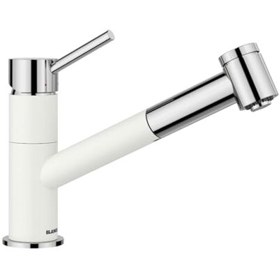 Blanco KANO-S Vario Grifo de cocina en color plateado y cromado de alta presión con manguera extraíble, válvula antirretorno, cartucho de cerámica con alcachofa ajustable para un chorro Blanco KANO-S Vario Grifo de cocina en color plateado y cromado de alta presión con manguera extraíble, válvula antirretorno, cartucho de cerámica con alcachofa ajustable para un chorro