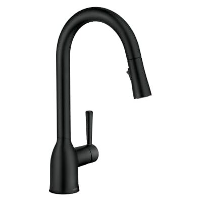 Moen Adler Grifo de cocina desplegable de arco alto con limpieza eléctrica, color negro mate Moen Adler Grifo de cocina desplegable de arco alto con limpieza eléctrica, color negro mate