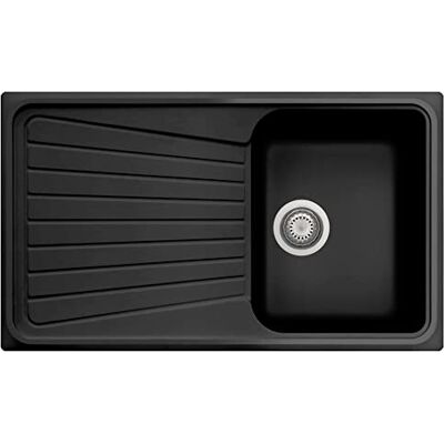 Plados Fregadero de cuarzo de cocina empotrado SP0791 bañera individual más escurridor Negro Matt Plados Fregadero de cuarzo de cocina empotrado SP0791 bañera individual más escurridor Negro Matt