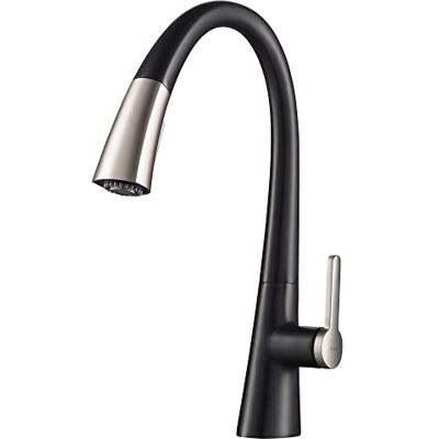 Kraus Nolen Grifo de cocina desplegable de doble función, acero inoxidable/negro mate, acabado libre de manchas Kraus Nolen Grifo de cocina desplegable de doble función, acero inoxidable/negro mate, acabado libre de manchas