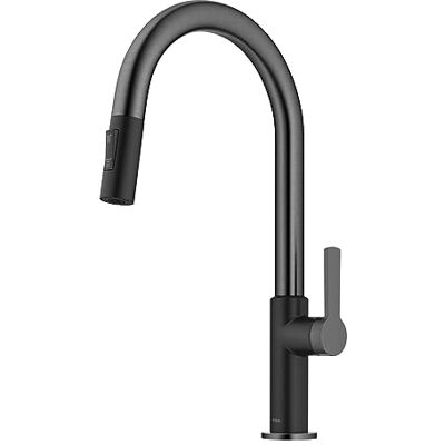 Kraus Oletto Grifo de cocina extraíble de una sola manija en negro mate/acero inoxidable negro sin manchas Kraus Oletto Grifo de cocina extraíble de una sola manija en negro mate/acero inoxidable negro sin manchas