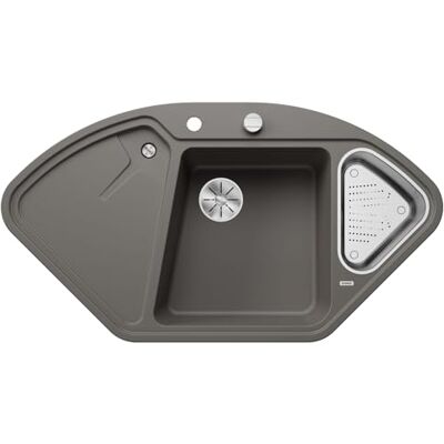 Blanco DELTA II Fregadero de granito de color gris silcán, tipo de montaje: instalación desde arriba, lavabo principal a la izquierda, para armarios inferiores de 80 cm de ancho, fregadero esquinero Blanco DELTA II Fregadero de granito de color gris silcán, tipo de montaje: instalación desde arriba, lavabo principal a la izquierda, para armarios inferiores de 80 cm de ancho, fregadero esquinero