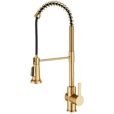 Kraus Britt Grifo de cocina de una sola manija, estilo comercial, latón cepillado Kraus Britt Grifo de cocina de una sola manija, estilo comercial, latón cepillado