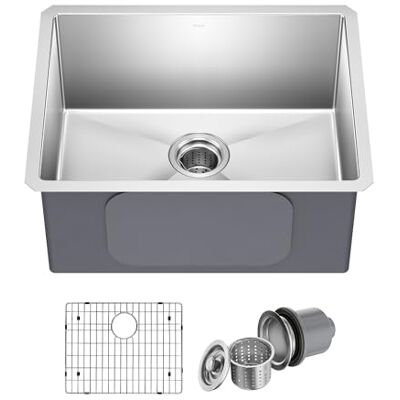 Kraus Standart PRO 23-inch 16 Gauge Undermount Single Bowl Stainless Steel Kitchen Sink, Kraus Standart PRO 23-inch 16 Gauge Undermount Single Bowl Stainless Steel Kitchen Sink,