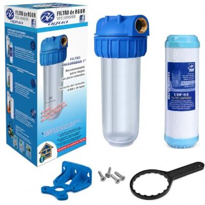 Bbagua Filtro Declorador GAC 10” con Carbón Activado y Rosca Metálica 1” Reduce cloro, olores y sabores. Incluye vaso 10”, cartucho GAC, soporte, llave y tornillos. Rosca metálica 1”. Bbagua Filtro Declorador GAC 10” con Carbón Activado y Rosca Metálica 1” Reduce cloro, olores y sabores. Incluye vaso 10”, cartucho GAC, soporte, llave y tornillos. Rosca metálica 1”.
