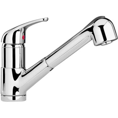 Schock Mezclador Omega con ducha monomando con boca giratoria Alcachofa extraíble de doble chorro, cromada, 177,5 cm de altura Schock Mezclador Omega con ducha monomando con boca giratoria Alcachofa extraíble de doble chorro, cromada, 177,5 cm de altura