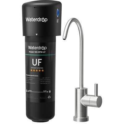 Waterdrop 10UB-UF 0,01 μm Ultra Filtro de Agua para Debajo del Fregadero Reduce Bacterias, PFAS, PFOA/PFOS, Plomo, Cloro y Mal Sabor, 11.000 Galones, con Grifo Dedicado Waterdrop 10UB-UF 0,01 μm Ultra Filtro de Agua para Debajo del Fregadero Reduce Bacterias, PFAS, PFOA/PFOS, Plomo, Cloro y Mal Sabor, 11.000 Galones, con Grifo Dedicado