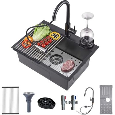Generic Fregadero cocina 1 seno negro 3mm con grifo, escurridor y tabla 50×45 Fregadero acero inoxidable con escurridor y desagüe. Set completo para tu cocina. Generic Fregadero cocina 1 seno negro 3mm con grifo, escurridor y tabla 50×45 Fregadero acero inoxidable con escurridor y desagüe. Set completo para tu cocina.